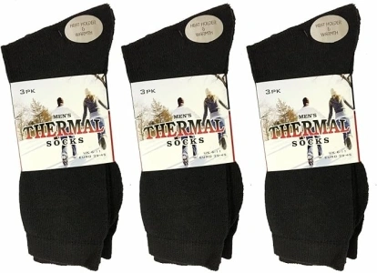 Thermal Socks 3 Pairs Mens Short Black 6-11