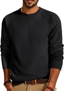 PJ PAUL JONES Men's Raglan Sleeve Jumper Soft Knitted Crew Neck Jumper Golf Sweater