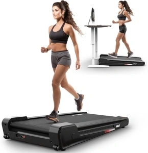 PASYOU Walking Pad Treadmill, Under Desk Motorised Treadmill with 4° Incline, Remote Control with LCD Display, Compact Fit for Home and Office