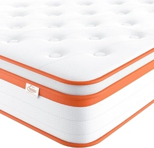 TeQsli Double Mattress 4FT6, 10 Inch Gel Memory Foam 7 Zone Orthopedic Double Mattress Pocket Sprungs Wave Memory Foam Hybrid Mattress, Medium Firm Motion Isolation Mattress 135x190x25 cm