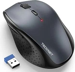 TECKNET Wireless Mouse for Laptop, 4800 DPI Optical Computer Mice with 6 Adjustable Levels, 30 Months Long Battery Life 2.4G Cordless USB Silent Mouse for Notebook, PC, Office Home Work (Grey)