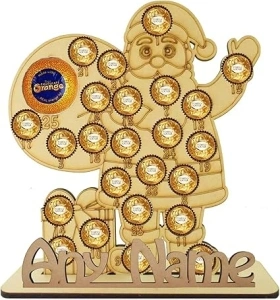 Santa with Sack Christmas Advent Calendar Chocolate Holder Gift - Magical Christmas Countdown - Large Stand Fits Terry's Chocolate Orange, Ferrero Rocher, Reusable (Chocolates Not Included)