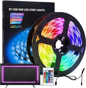 Erismithh LED Light Strip 2 Meters, RGB 5050 TV Backlight, TV LED Lights with Wireless Remote Control, Multiple Colors LED Strip Light for Bedroom, Party, Home Decoration