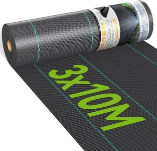 iropro 3m x 10m Heavy Duty Weed Control Membrane Garden Weed Barrier Fabric for Landscaping Driveway Gravel Artificial Grass Lawn Underlay Black Woven Roll Ground Cover