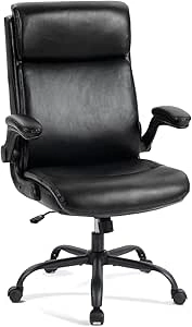 CASTLOVE Office Chair Ergonomic Office Chair 150 kg Desk Chair Armrest Foldable Swivel Chair with Wheels Executive Chair Comfortable for Office Home Study Black Leather