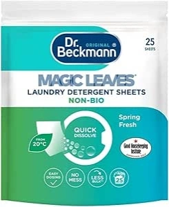 Dr. Beckmann MAGIC LEAVES Laundry Detergent Sheets NON-BIO | Convenient and pre-dosed laundry detergent sheets | Dissolvable climate neutral and easy to use | 25 sheets