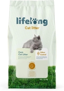 Lifelong Clumping Corn Cat Litter, Unscented, 25 L (Pack of 1)