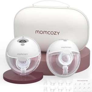 Momcozy M5 Hands Free Breast Pump, Wearable Breast Pump of Baby Mouth Double-Sealed Flange with 3 Modes & 9 Levels, Electric Breast Pump Portable - 24mm (2, Gray)