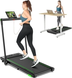 THERUN Folding Treadmill for Home, 2.5HP Under Desk Treadmill w/Remote and LED Display, Foldable Walking Treadmill w/ 3 Countdown Modes & 12 Programs, Shock Absorption, 1-12KM/H, No assembly