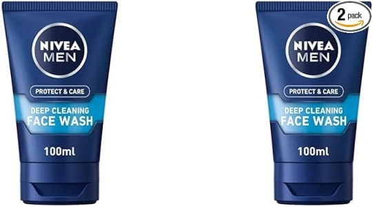 NIVEA MEN Deep Cleaning Face Wash Protect & Care (100 Ml) (Pack of 2)