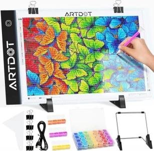 ARTDOT LED Light Pad for Diamond Painting Kit, A4 Diamond Art Light Board,Adjustable Brightness Light Table Box with Diamond Art Accessories Tools for 5D Diamond Art Project(23.5 x 33.5cm)