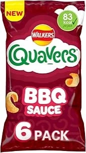 Walkers Quavers BBQ Multipack Snacks Crisps 6x16g