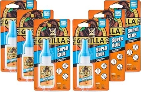 Gorilla Super Glue, 15g – All Purpose, Impact Tough & Fast Setting with Anti-Clog Cap Ideal for Metal, Ceramics, Leather & More