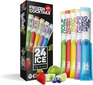 24 Ice Frozen Vodka Cocktail Pops Mix Pack of 5