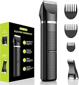 Rolgno Body Hair Trimmer for Men, Bikini Trimmer Women, [No Irritation] Rechargeable Body Groomer Men with Replaceable Ceramic Blade Heads, IPX7 Waterproof Grooming Kit for Private Parts, Arms, Legs