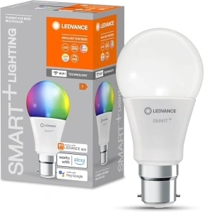 LEDVANCE Smart LED lamp with WiFi Technology, B22d-base matt Optics,RGBW Colour Changeable, Light Colour Changeable (2700K-6500K), 806 Lumen, 60W-Replacement, Smart dimmable, 4-Pack