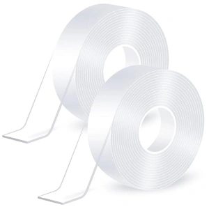 KICQOM Double Sided Tape Heavy Duty,Strong Nano Mounting Tape,Removable Sticky Pads Tape for Poster Walls Decor Carpet Tape,Multipurpose Clear Adhesive Tape Picture Hanging Strips (3mx2cmx2mm) 2Pack