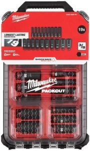 Milwaukee 4932480946 3/8 Drive Packout Deep Impact Shockwave Socket Set 19 Piece