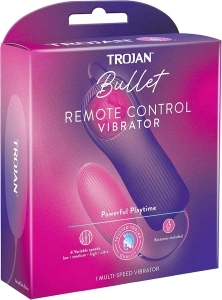 Trojan Bullet Remote Control Vibrator, Trojan's Most Powerful Sex Toy, Soft Vibrating Reusable Sex Toy with 4 Variable Speeds - Pack of 1