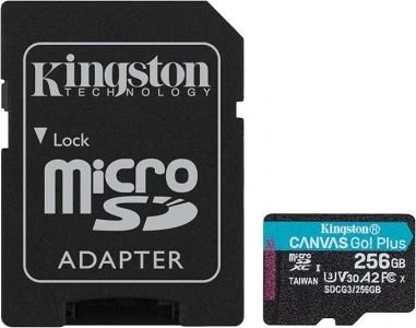 Kingston Canvas Go! Plus microSD memory card Class 10, UHS-I 256GB microSDXC 170R A2 U3 V30 Card + ADP