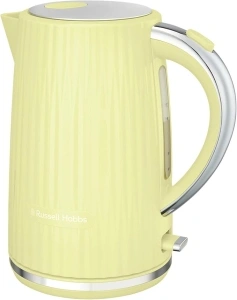 Russell Hobbs Electric Kettle [1.7L] Eden (Removable washable anti-scale filter, Push to open lid, Perfect pour spout, Illuminated power switch, Chrome accents, Lemon, 3000W) 27363