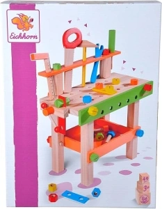 Kids Work Bench & Tools | 39cm Tall Colourful Toy Workbench comes with 49 Fun Tools & Accessories | Ages 3+