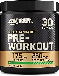 Optimum Nutrition Gold Standard Pre Workout Powder, Energy Drink with Creatine Monohydrate, Beta Alanine, Caffeine and Vitamin B Complex, Nutrition Supplement, Kiwi Flavour, 30 Servings, 330 g