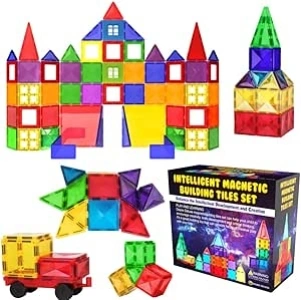 Desire Deluxe Magnetic Building Blocks Tiles STEM Toy Set 57PC – Kids Learning Educational Construction Toys for Boys Girls Present Age 3 4 5 6 7 Year Old - Gift