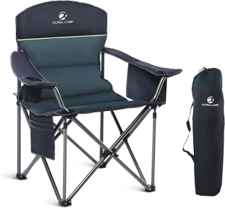 LET'S CAMP Camping Chair Folding Oversized Fishing Chair with Drink Holders Cooler Bag Folding Chair Outdoor Chair Support 200kg