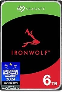 Seagate IronWolf 6TB Internal NAS HDD, CMR 3.5 Inch, SATA 6GB/s, 5400 RPM, 256 MB Cache for RAID NAS, Rescue Services - Frustration Free Packaging (ST6000VNZ06)