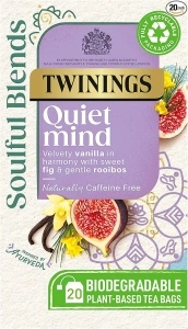 Twinings Soulful Blends Quiet Mind Inspired by Ayurveda - Velvety Vanilla Herbal Tea Infusion with Fig & Rooibos - 20 x Biodegradable Tea Bags