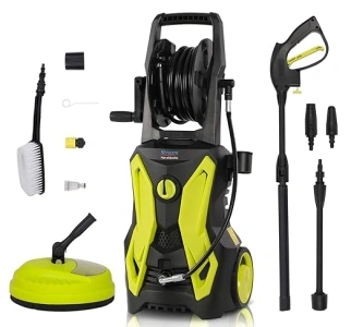 Stream Pressure Washer, 2000W 150Bar 450L/H Portable Electric Power Washer Lightweight Pressure Washer Patio Cleaner with Accessories for Patio and Car