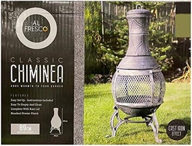 lfresco LIVING “Classic Chiminea” Cast Iron Patio Fireplace, 39 x 89 cm (Diameter x Height)