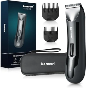 Man.Scape Body Hair Trimmer Men, KENSEN Electric Groin Hair Trimmer, Rechargeable Body Groomer with Stored Case Private Parts & Pubic Hair Razor, IPX7 Waterproof Wet and Dry Electric Razor (Black)