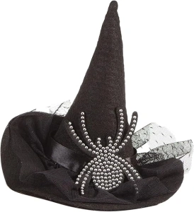 Bristol Novelty MD227 Witch Hat on Headband, Womens, Black/White, One Size