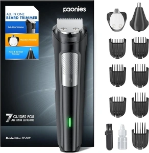 Beard Trimmer Hair Clippers Men, Nose & Ear Trimmer, 9-in-1 Body Groomer Men Kit, Cordless Rechargeable Hair Clippers with 7 Limit Combs, Stainless Steel Blades, Waterproof Razor Extra Long Life