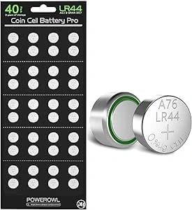 POWEROWL 40 x LR44 Batteries, High Capacity AG13 357 303 SR44 L1154F A76 Premium Alkaline Battery 1.5V Button Coin Cell Batteries