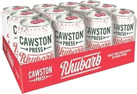 Cawston Press Sparkling Rhubarb Fizzy Drink Blended With Sparkling Water and Pressed Apple Juice (330ml x 12 cans) | Gluten Free - Vegan - No Added Sugar