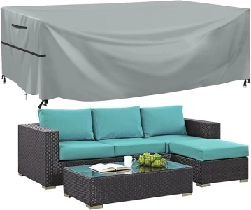 Patio Furniture Covers Waterproof, Garden Furniture Covers Waterproof Heavy Duty Garden Furniture Cover with Handle Strap Drawstring Buckle for Garden Furniture Table Chair Set (250x210x90cm, Grey)