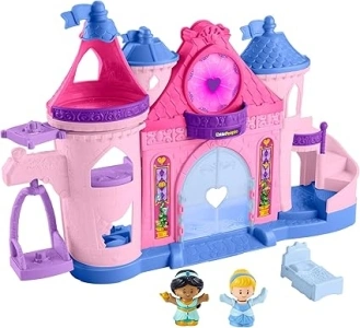 Fisher-Price Little People Toddler Playset Disney Princess Magical Lights & Dancing Castle Musical Toy with 2 Figures for Ages 18+ Months, HND55