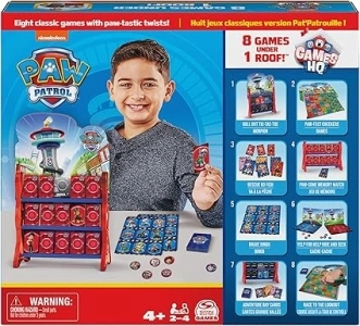 PAW Patrol, Games HQ Board Games for Kids Checkers Tic Tac Toe Memory Match Bingo Go Fish Card Games PAW Patrol Toys, for Kids Aged 4 and up