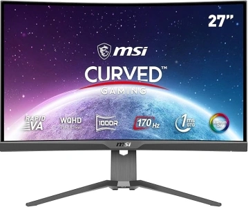 MSI MAG 275CQRF-QD 27 Inch WQHD Curved Gaming Monitor - 1000R 2560 x 1440 Rapid VA , Quantum Dot Panel, 170Hz / 1ms GTG, AMD FreeSync Premium, HDR Ready, DisplayHDR 400 - DP 1.2a, USB Type-C/HDMI