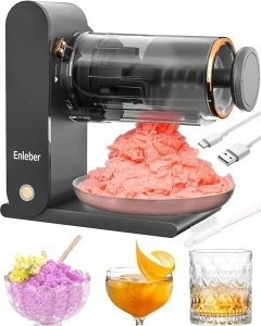 Enleber Electric Ice Crushers slushie maker ，Stainless steel blades and ice moulds crushed ice maker snow cone machine Black