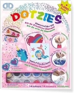 Bandai Dotzies Art Kit Mermaid, Diamond Art for Kids, Arts and Crafts, Including 6 Fun Activities, Perfect Diamond Painting Gift for Girls, Everything Included