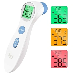 Forehead Thermometer for Adults Kids, Non Contact Touch Infrared LCD Display Digital Baby Thermometers Body Temperature Thermometer, White