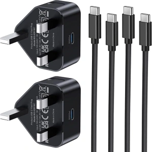 2 Pack Samsung Fast Charger Plug and Cable Super Fast Charge for Galaxy S23/S22/S21/S21fe/S20/S20fe/A04S/A14/A13/A33/A34/A53/A54/S10/S9,iPhone 15/15 Plus/15 Pro/15 Pro Max,Type C Fast Charger and Plug