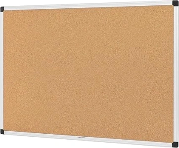 Amazon Basics Aluminum Frame Cork Notice Rectangular Board, 90cm x 60cm, Silver