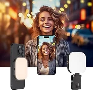 Luxsure Magnetic Selfie Light, Phone Light Clip on Iphone, 3 Light Modes and 5 Levels, Portable Selfie Light for Phone/Laptop/Camera, Video Light for Travel Photography/Live Streaming/Makeup