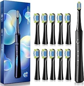 TEETHEORY Upgraded Version-Sonic Electric Toothbrush for Adults with 10 Brush Heads, Power Electric Toothbrush with 40000 VPM 3 Modes