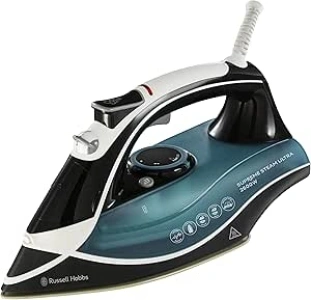 Russell Hobbs Supreme Steam Iron, Ceramic soleplate, Easy fill 350ml Water Tank, 155g Steam Shot, 60g Continuous steam, Self-clean, Anti calc & Anti-drip function, 3m Cord, Auto Shut Off, 2600W, 23260